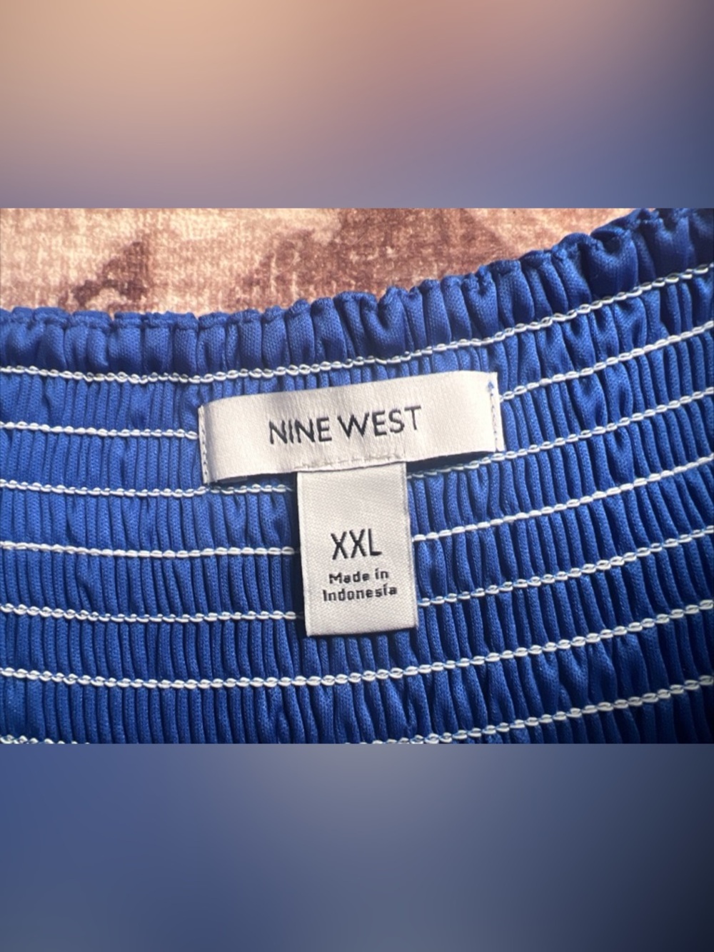 Nine West Women’s Flowy Smocked Back Blue Tiered Midi Minimalist Dress|Size:XXL - Picture 12 of 16